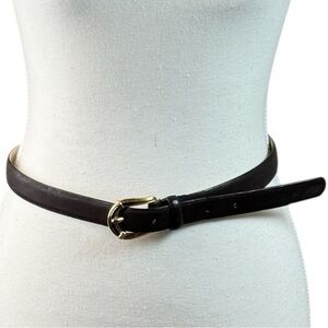 Liz Claiborne Vintage Leather Belt Black Gold Oval Buckle Medium‎ 30–34 Career